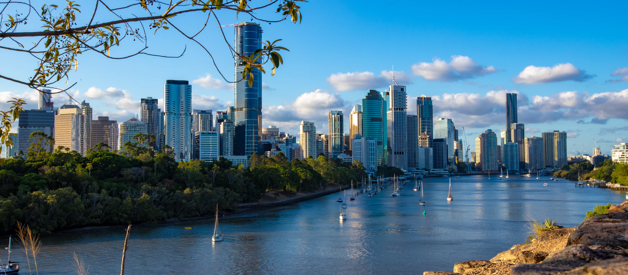 The Brisbane skyline and river, seen from Kangaroo Point